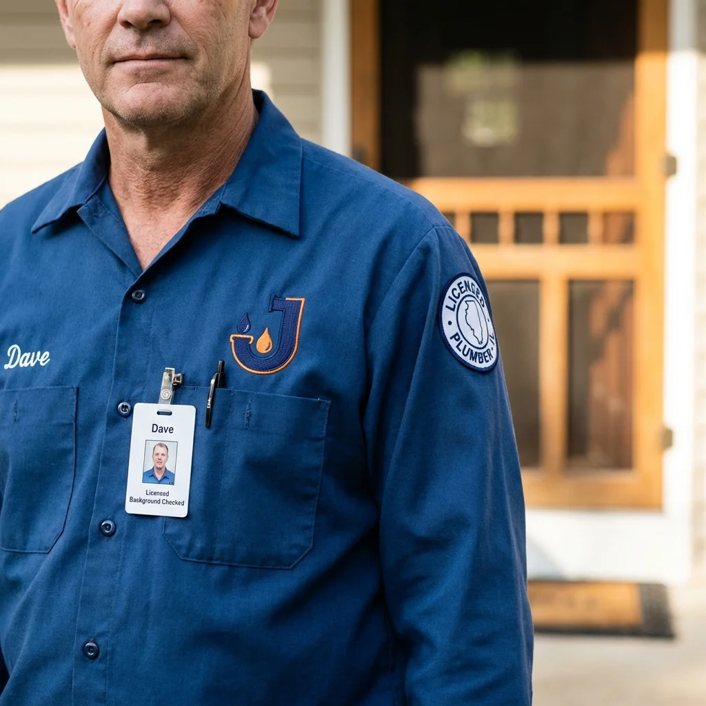 Licensed plumber showing ID badge in Franklinton, LA