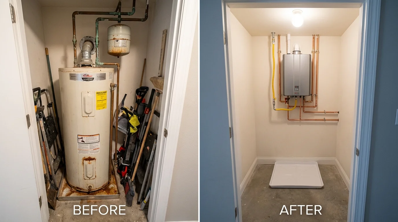 Tank water heater versus wall-mounted tankless unit comparison for Franklinton, LA homeowners