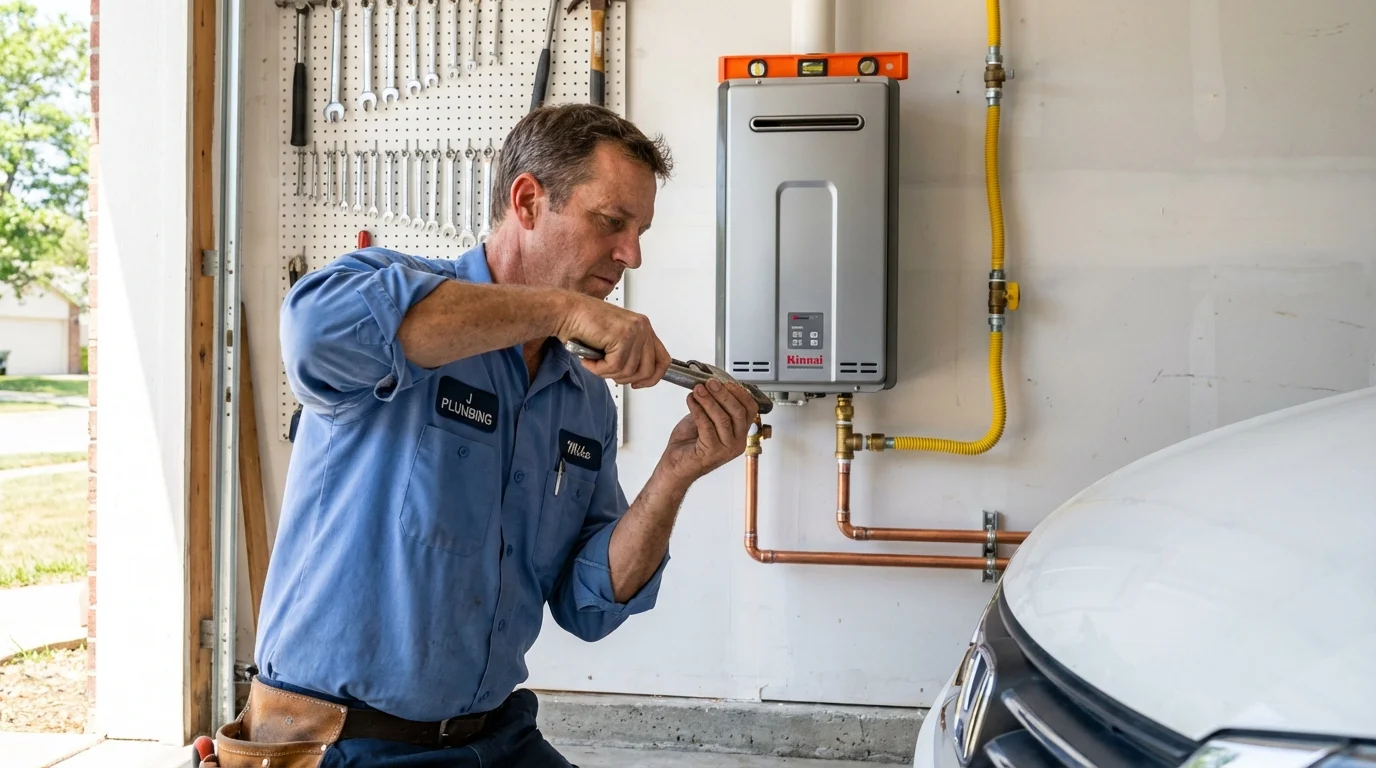 Tankless water heater installation by a Johns Plumbing LLC plumber in Franklinton